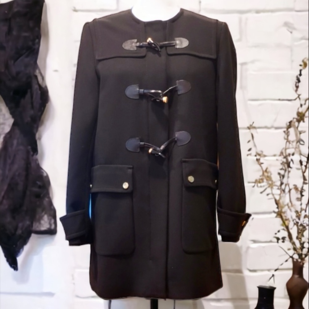 ZARA BLACK DUFFLE COAT TOGGLE CLOSURE JACKET
SIZE MEDIUM - Picture 5 of 14